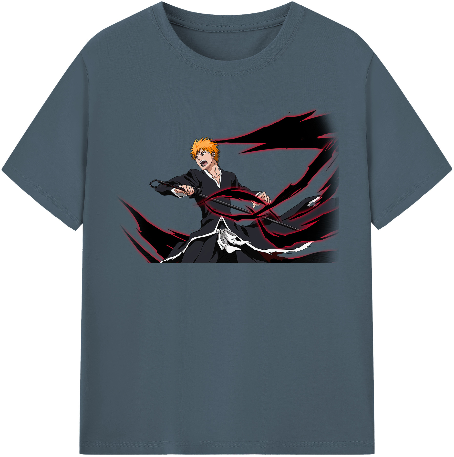 （画像用） ブリーチ 黒崎一護（くろさき いちご）BLEACH Kurosaki Ichigo 綿100％半袖Tシャツ（フロントプリント）